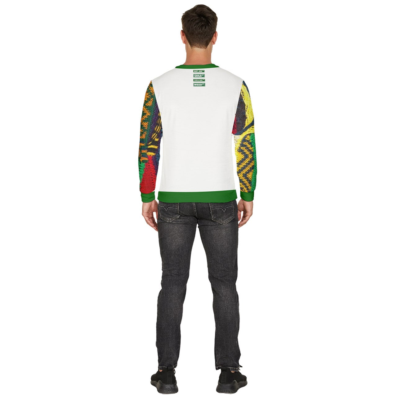 Puff Puff Pass Green Multicolored Fleece Sweatshirt