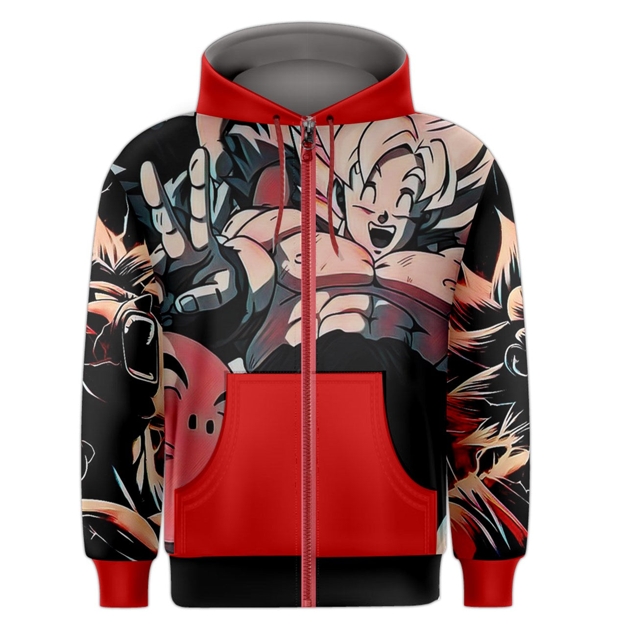 Dragon Ball Red & Black Zipper Hoodie