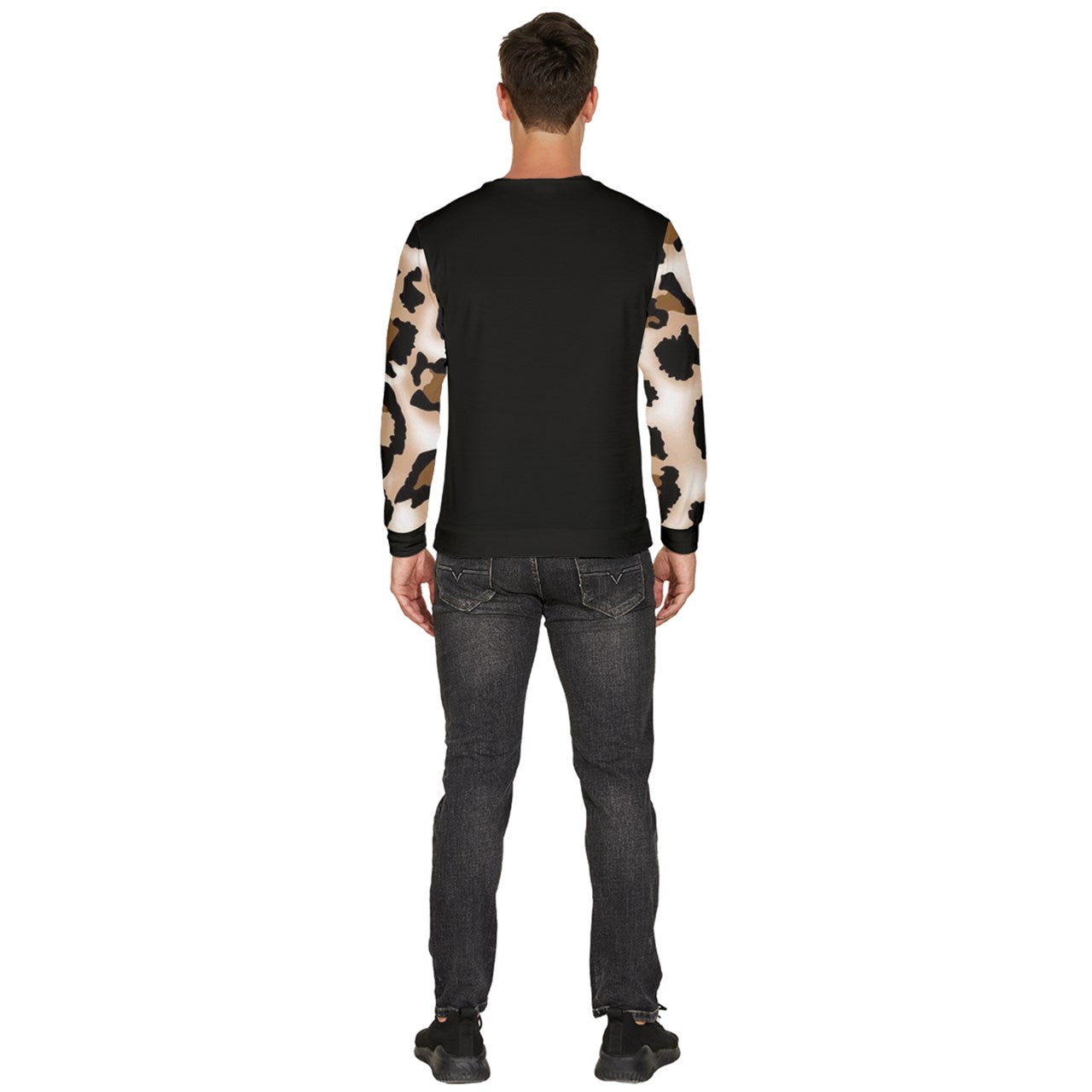 Leopard Sleeve Fleece Sweatshirt