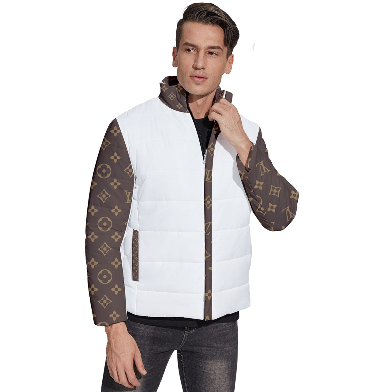 White Snoopy Men's Puffer Bubble Jacket Coat