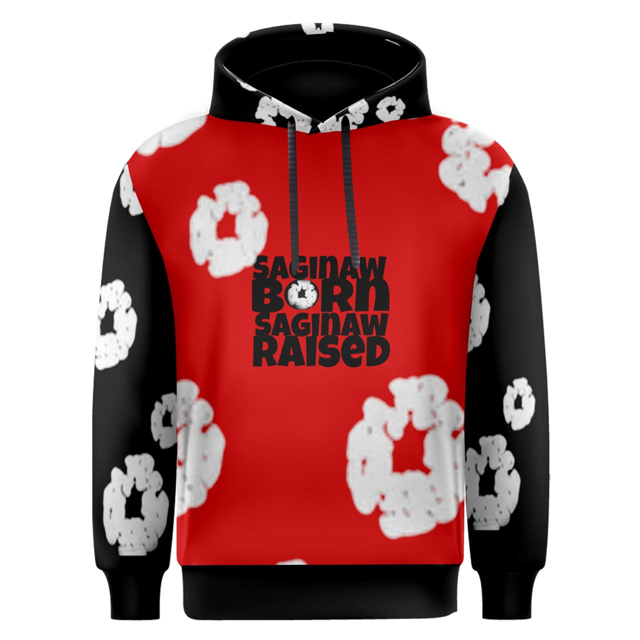 Tears Of Cotton Saginaw Born & Raised Red And Black Overhead Hoodie