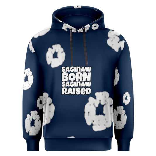 Tears Of Cotton Saginaw Born & Raised Blue & White Overhead Hoodie