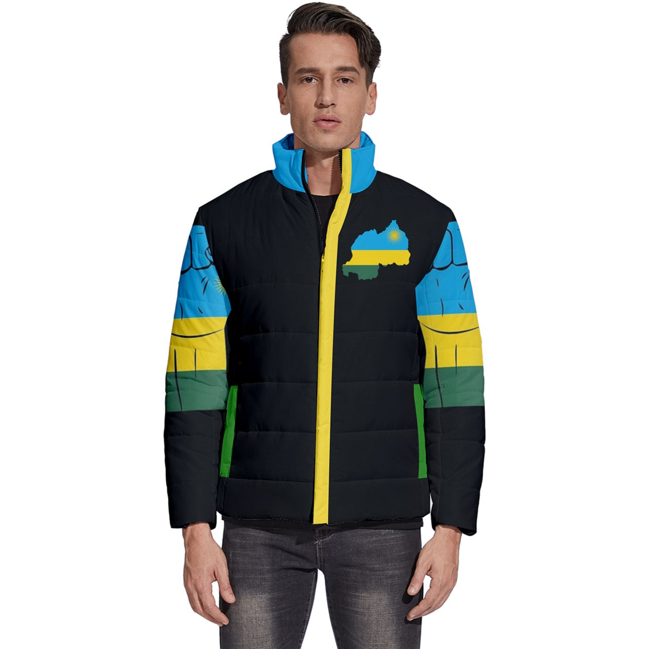 Rwanda Men's Puffer Bubble Jacket Coat