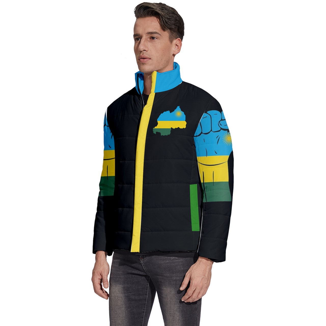 Rwanda Men's Puffer Bubble Jacket Coat