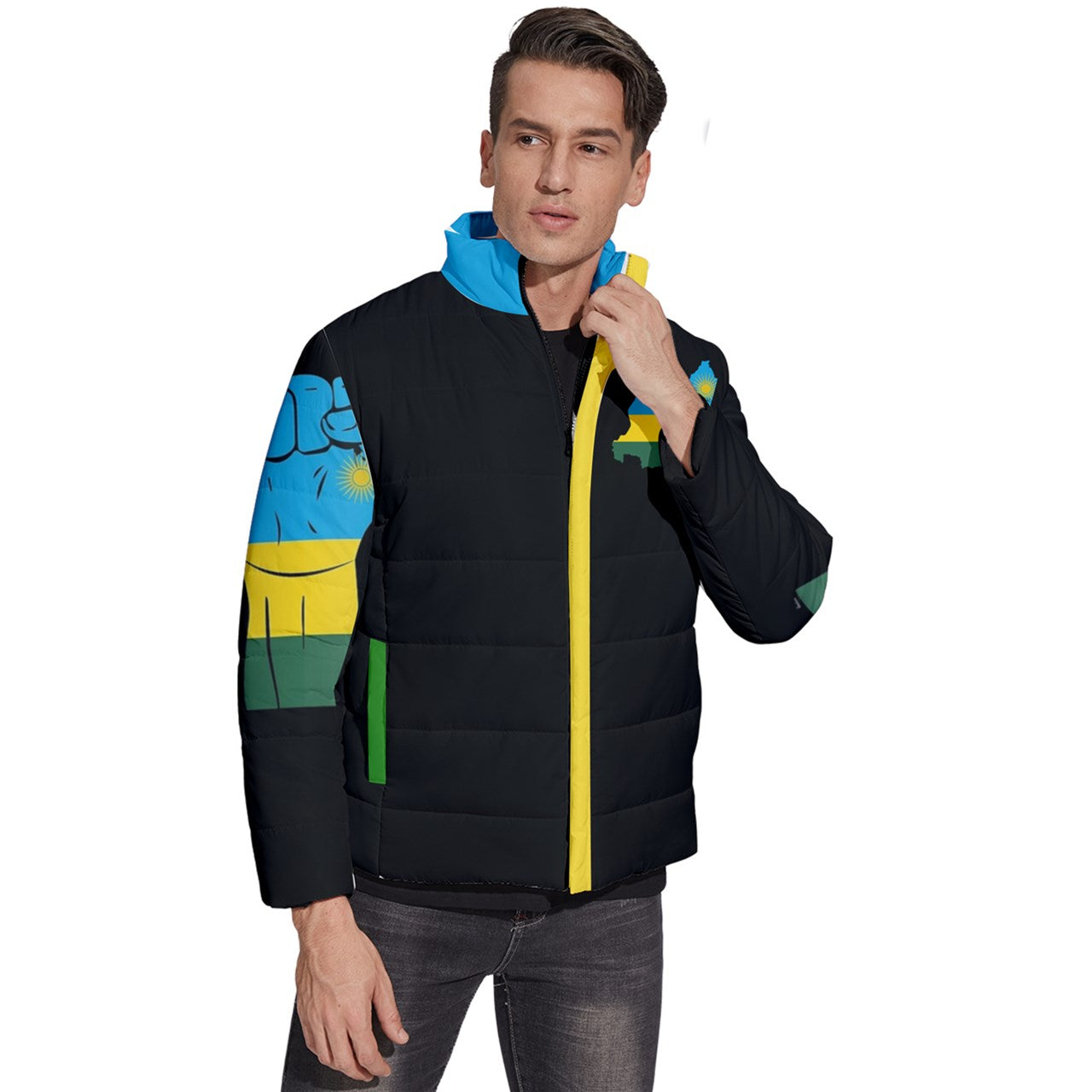 Rwanda Men's Puffer Bubble Jacket Coat