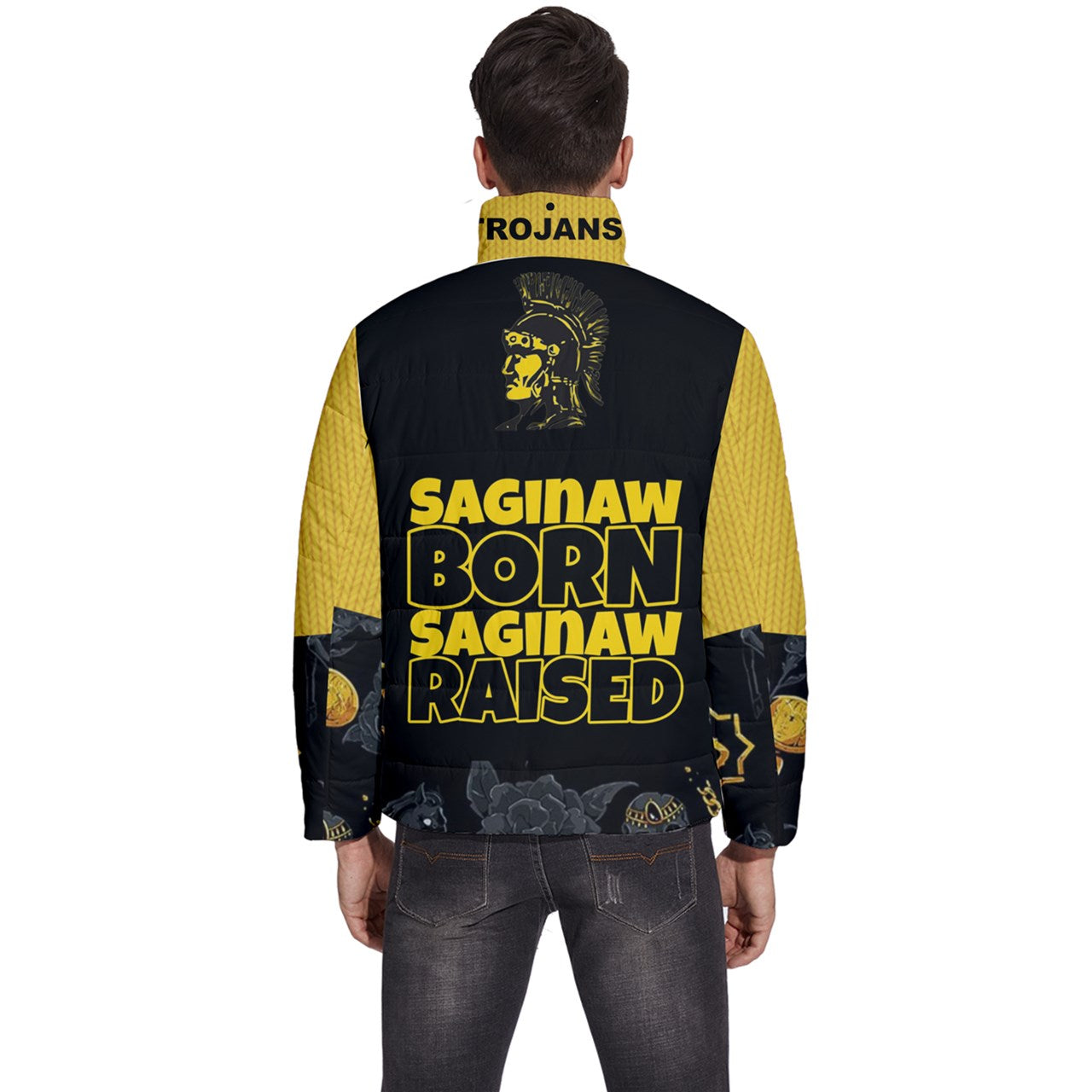 Saignaw Born & Raised Trojans Men's Puffer Bubble Jacket Coat