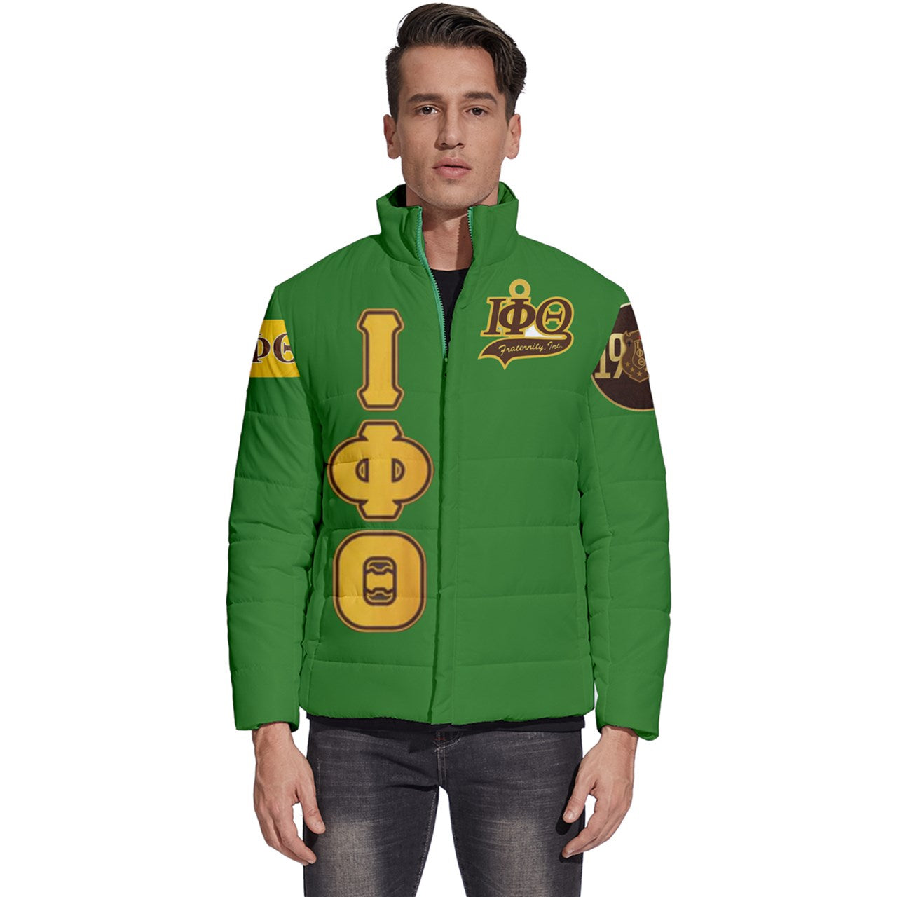 Ow Ow Iota phi Theta Green Puffer Bubble Jacket Coat