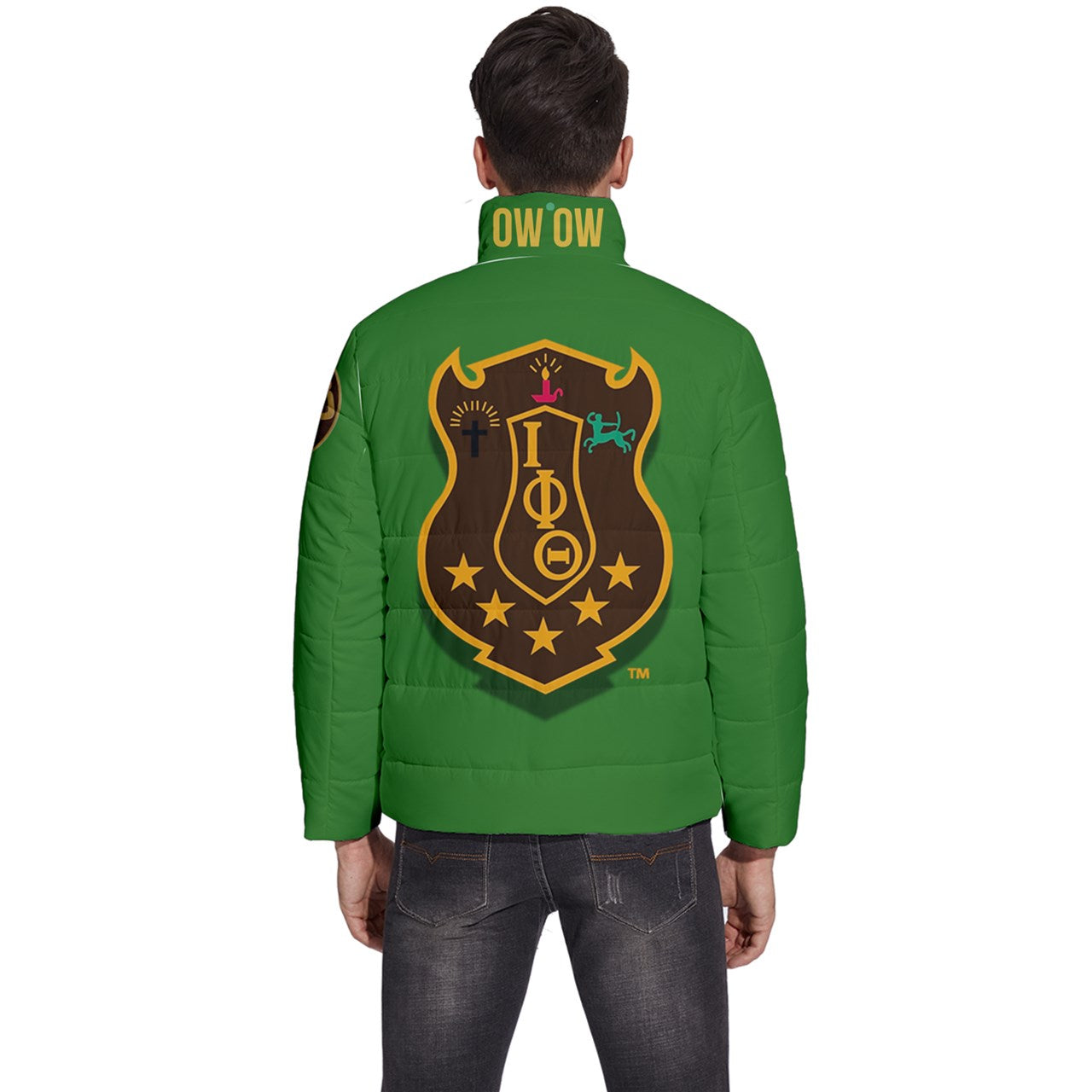 Ow Ow Iota phi Theta Green Puffer Bubble Jacket Coat