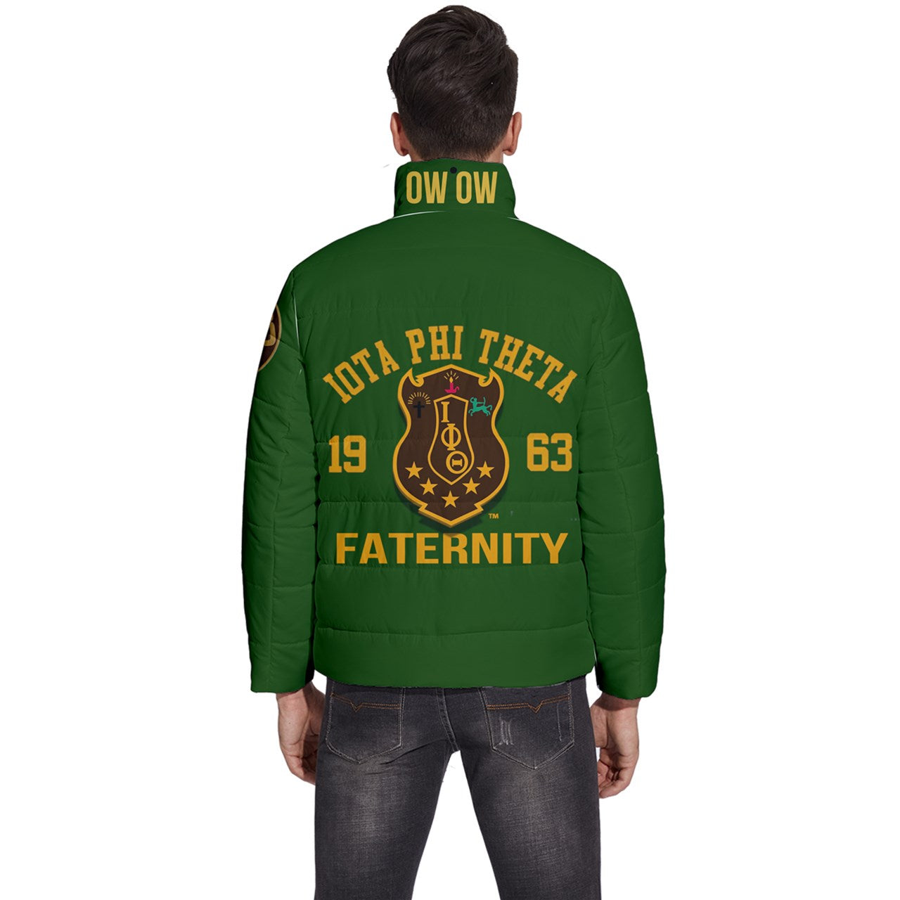 Ow Ow Iota phi Theta Dark Green Puffer Bubble Jacket